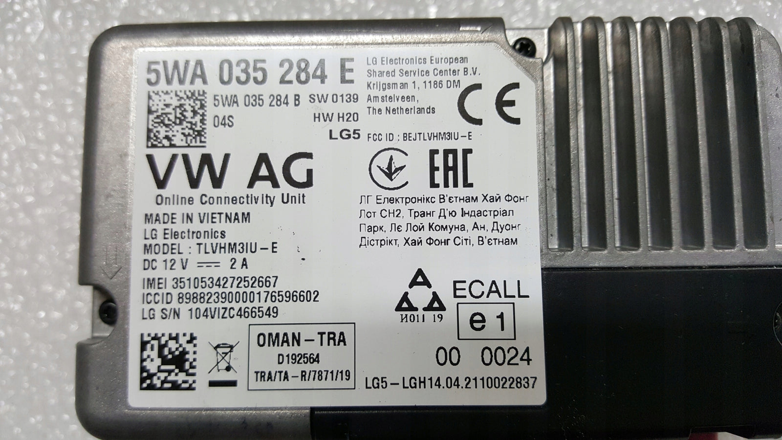 Moduł usług ON LINE VW AUDI SEAT SKODA 5WA035284E