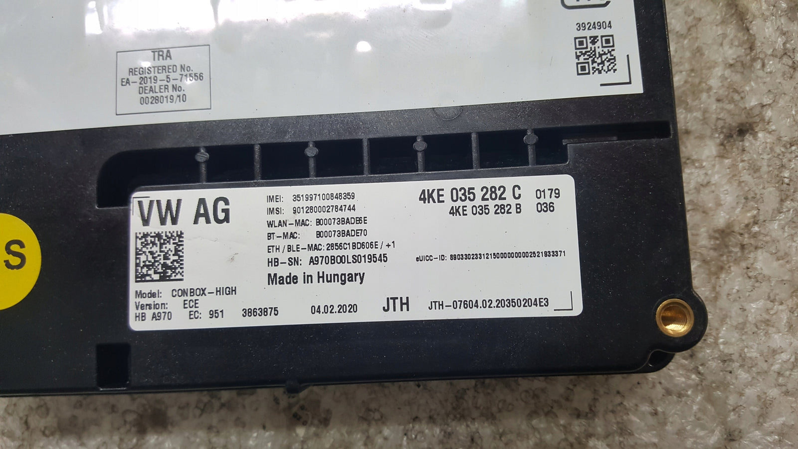 Sterownik moduł SOS-- AUDI A4 (B9) A5 RS4 RS5 4KE035282C demontaż